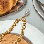 ELENYS Pearl Drop Chain – pozlacený náhrdelník 18K žluté zlato Délka: 45+5 cm / max. 50 cm