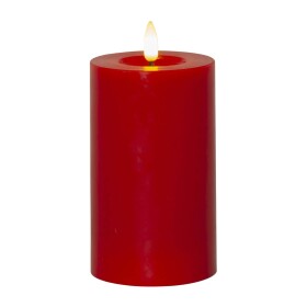 STAR TRADING LED svíčka Flamme Flow Pillar Red 15 cm, červená barva, plast, vosk