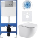 CERANO - Kompletní WC set Profi/Cesso - bílá matná - WC tlačítko Slim/Tmavě šedá - předstěnová instalace - 49x36 CER-518932