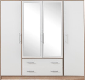 Šatní skříň Smart SR1 Varianta: Se zrcadlem, Barva korpusu + barva dveří: Dub sonoma + Bílá