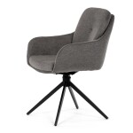 Židle jídelní, 180° otočný mechanismus, lanýžová voděodolná látka, černý kov