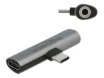 Delock USB-C audio adaptér šedá / Redukce / USB-C + Jack 3,5 mm USB-C nabíjení / PD 3.0 20V/3A (60W) (64186)