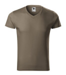 Slim Fit V-neck tričko pánské army XL