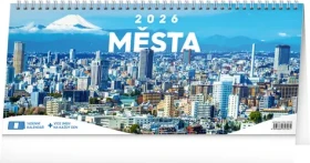 NOTIQUE Stolní kalendář Města 2026 – 14denní, 33 x 14,5 cm (PGS-35706)