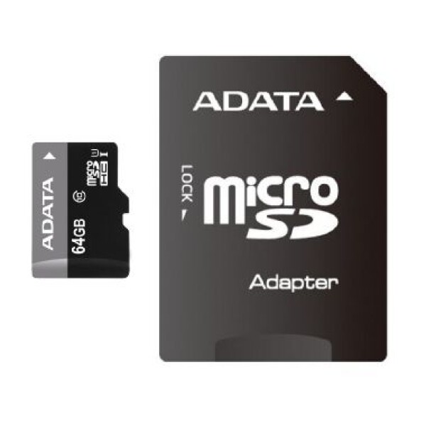 ADATA Premier Micro SDXC karta 64GB + SD adaptér / UHS-I U1 Class 10 / R: 30MB/s / W: 10MB/s (AUSDX64GUICL10-RA1)