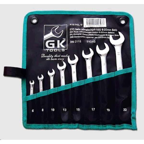 GK Tools sada očkoplochých klíčů, matné 6-22 mm 8 dílů P16142/P