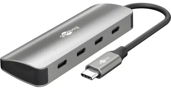 Goobay Slim USB-C hub šedá / Rozbočovač / 4 porty / USB 3.2 Gen 2 10 Gb/s (76565)
