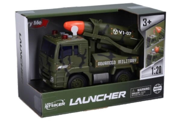 Auto vojenské s raketou a efekty 19 cm