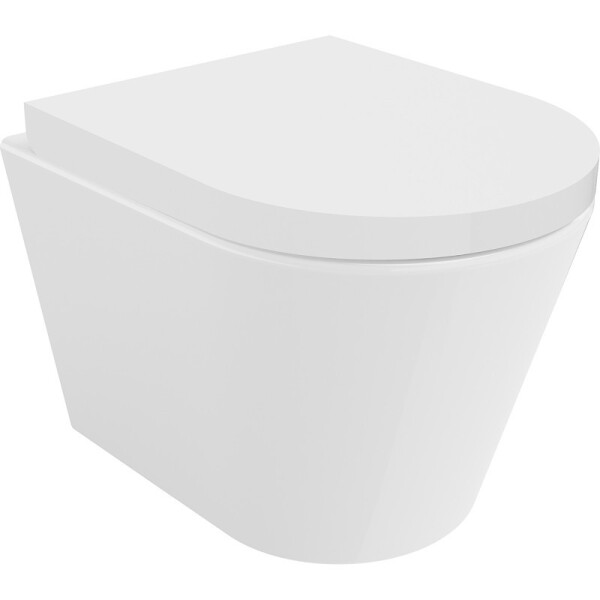 MEXEN/S - Rico Závěsná WC mísa Rimless Tornado včetně sedátka s slow, duroplast, bílá lesk 30720200T