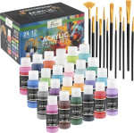 Sada malířských akrylových barev 24 ks + 12 štětců - Craft Creative