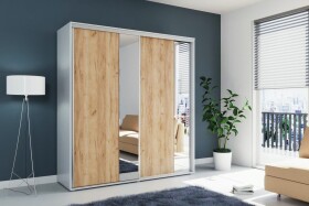 Šatní skříň Ska A4 XL Barva korpusu: Bílá, Rozměry: 100 cm, Dveře: Čokoláda