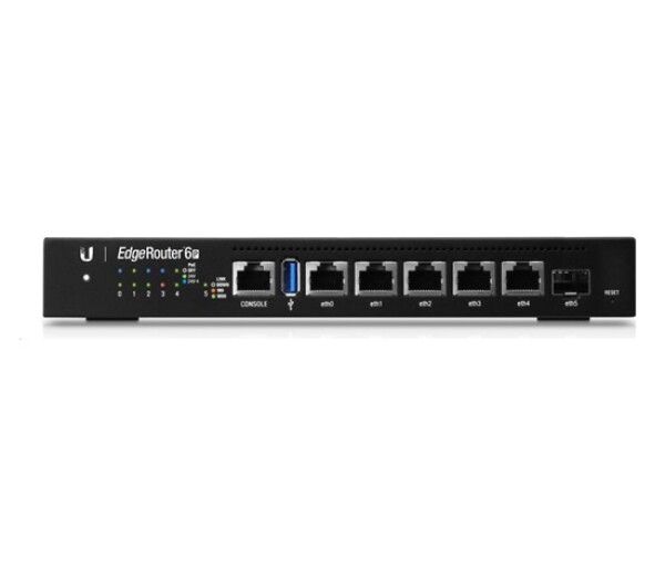 UBNT EdgeMAX EdgeRouter 6 PoE [1GHz quad-core CPU, 1GB RAM, PoE, EdgeOS, 5 gigabitové porty + 1xSFP slot, fanless] EDF_1015946