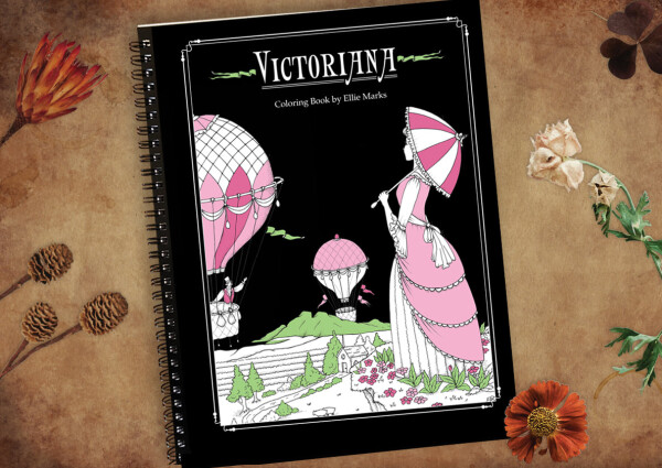 Victoriana, antistresové omalovánky s podpisem autorky, Ellie Marks