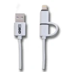 2GO 2v1 bílá / Datový a nabíjecí kabel / USB-A na Micro-USB + Lightning / 1 m (795637)