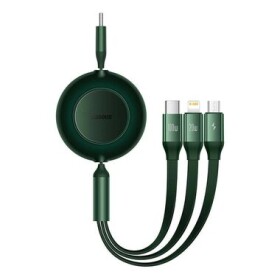 Baseus CAMJ010206 Bright Mirror 2 zatahovací 3v1 USB typu C - Micro USB + Lightning + USB typu C 3,5A, 1,1m, zelený