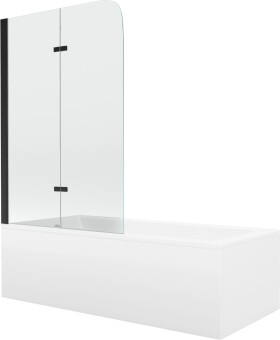 MEXEN/S - Cubik obdélníková vana 150 x 70 cm s panelem + vanová zástěna 100 cm, transparent, černá 550315070X9010027000