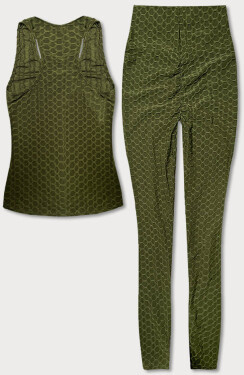 Sportovní komplet olivové barvě top legíny (YW88037-7) Barva: odcienie zieleni, Velikost: