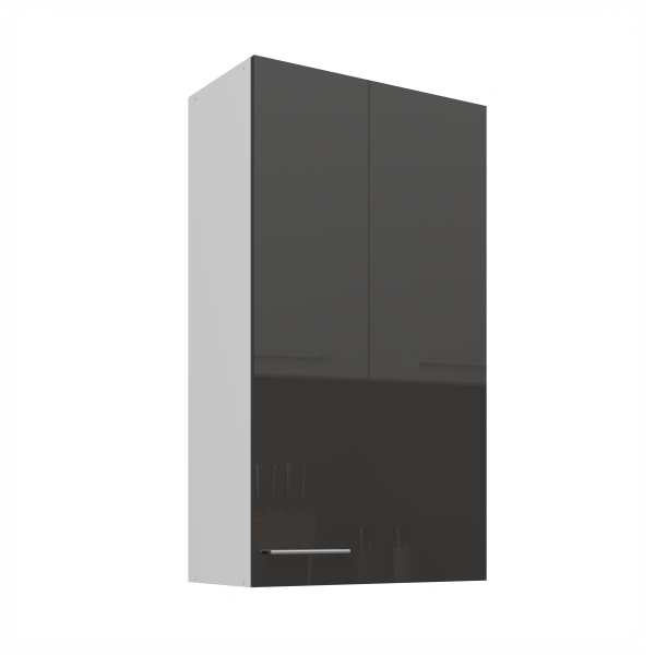 Horní skříňka Lara 60 G-108 1F Barva korpusu: Bílá, Barva dvířek: Šedý lesk