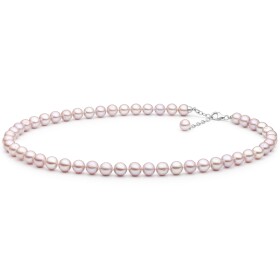 Perlový náhrdelník Natasha - 8-8,5 mm levandulová říční perla, stříbro 925/1000, 50 cm Levandulová