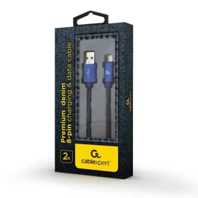 Gembird Jeans modrá / Kabel USB-A - Lightning / opletený / 2m / 2,1A (CC-USB2J-AMLM-2M-BL)