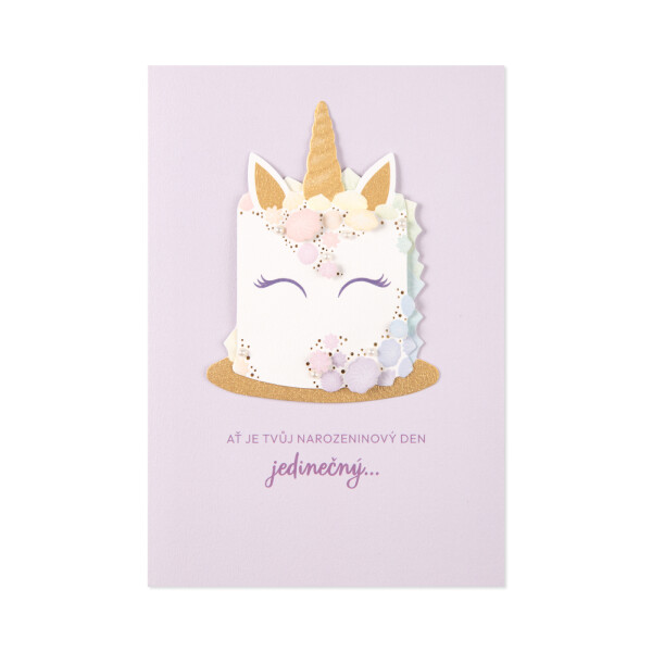 Luxusní narozeninové přání - Dortový jednorožec - Albi