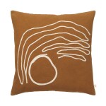 Ferm Living Povlak na polštář s výšivkou Aged Gold 50 x 50 cm, hnědá barva, textil