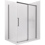 CERANO - Sprchový kout Lantono - pravá - 8 mm - Soft-Close - černá matná, mléčné sklo - 160x70 - posuvný CER-665500