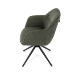 Židle jídelní a konferenční, zelená látka, černé kovové nohy, otočný mechanismus