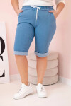 Dámské bavlněné šortky Plus Size s vázáním světlý denim XL