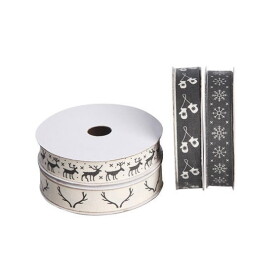 Det Gamle Apotek Dekorativní stuha Star Collection 5 m Parohy, šedá barva, textil