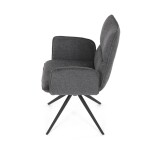 Židle jídelní, šedá látka, 360° vratný mechanismus, černý kov