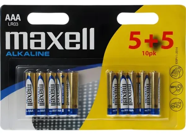 Maxell / Baterie / Alkalické / AAA (LR03) / 1,5 V / 10 ks