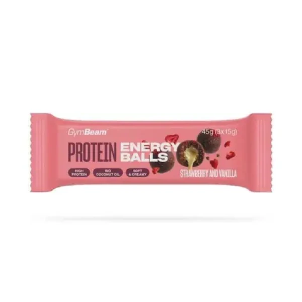 Protein energy balls - Gymbeam (jahoda vanilka, 45 g) (118738-1-strawberry-vanilla)
