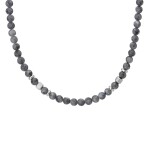 Pánský korálkový náhrdelník Enrico - 6 mm šedý labradorit, Šedá 55 cm