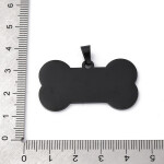 Přívěsek z nerezové oceli - kost pro pejska - 22 x 40 x 1,8 mm - 1 ks Barva: Černá