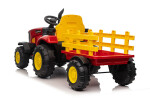 Mamido Dětský elektrický traktor s vlečkou 12V 7Ah EVA kola ECO kůže červený