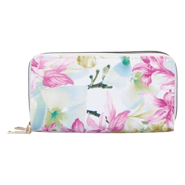 Velká dámská koženková peněženka se dvěma zipy Kris, růžová