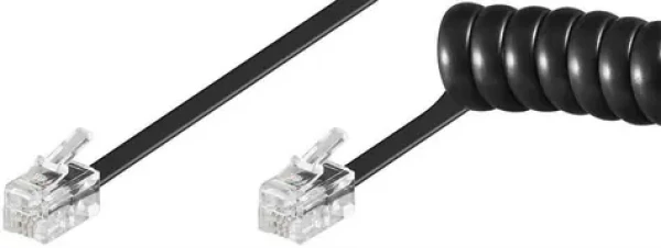 MicroConnect Modulární kabel spirálový RJ10 (M) - RJ10 (M) 2m černá (MPK10200)