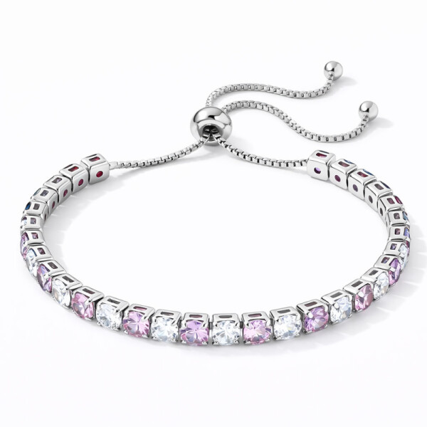 Tennis náramek s růžovými a čirými zirkony Cianoti, Růžová 26 cm