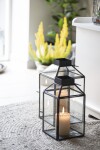 Ib Laursen Skleněná lucerna Norr Black 30,5 cm, černá barva, čirá barva, sklo