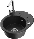 MEXEN/S - Kevin granitový dřez s odkapávačem včetně baterie Rita, černá/stříbrná 6517-73-670300-00