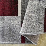 DumDekorace Koberec s geometrickými vzory v červeno-šedé barevné kombinaci