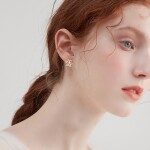 Vánoční stříbrné náušnice Sněhová vločka, Zlatá