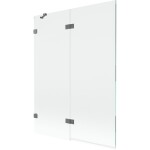 MEXEN/S - Lunar vanová zástěna 2-křídlová levá 130 x 150, transparent, grafit metal 897-130-100-95-00-L