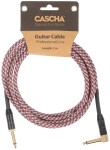 Cascha Professional Line Guitar Cable Angled Tweed Red 3 m