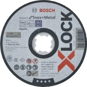 BOSCH plochý řezný kotouč Expert for Inox+Metal systému X-LOCK 125 mm 2608619264