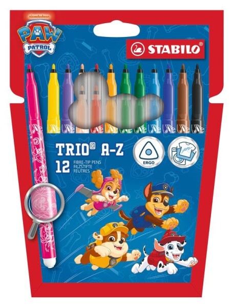 Vláknový fix - STABILO Trio A-Z PAW Patrol - 12 ks sada - s potisky PAW Patrol