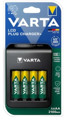 Varta LCD Plug Charger+ / Nabíječka baterií / AA / AAA / 9V / USB výstup (57687101441)