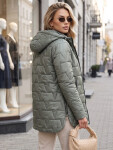 Dámská prošívaná bunda s odnímatelnou kapucí, zelená, FashionStreet TY5794 L