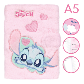 Colorino zápisník uzavíratelný, Stitch Fluffy, A5, světle růžový